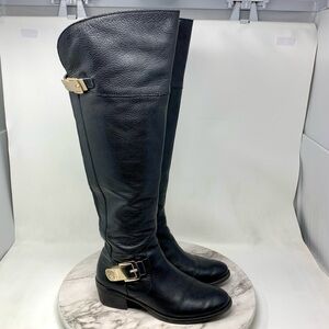 Vince Camuto Bocca Black Leather Hardware Detail Boots 6.5 Academia Classic Edgy